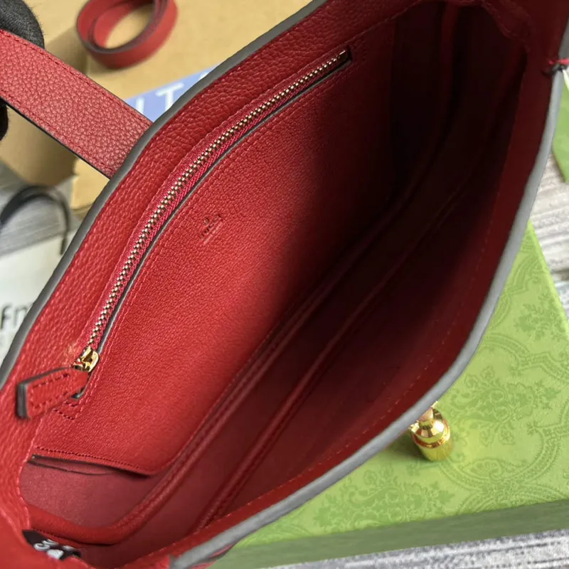 Gucci 636709 Jackie 1961 Small Natural Grain Bag Red