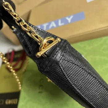 Gucci 677027 Jackie 1961 Mini Crystal GG lizard bag Black