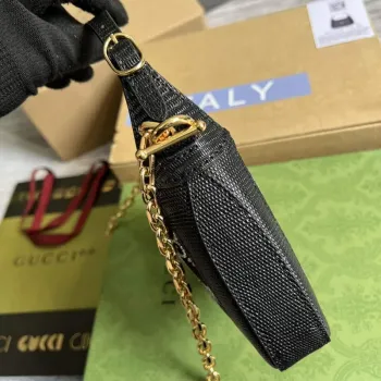 Gucci 677027 Jackie 1961 Mini Crystal GG lizard bag Black