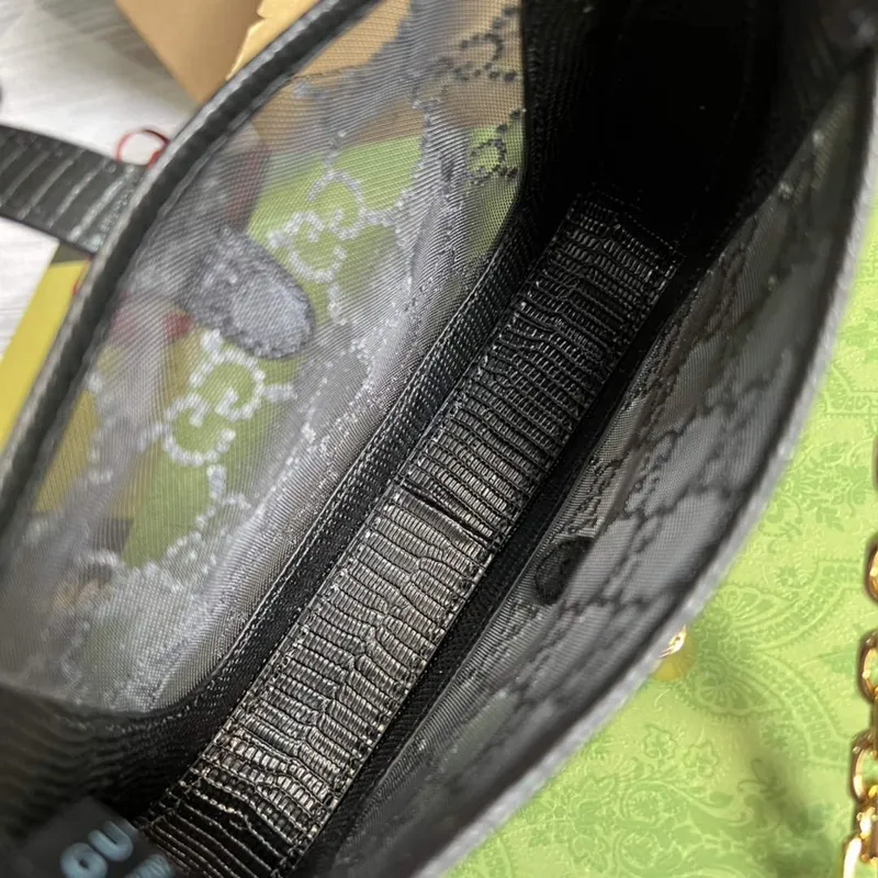 Gucci 677027 Jackie 1961 Mini Crystal GG lizard bag Black