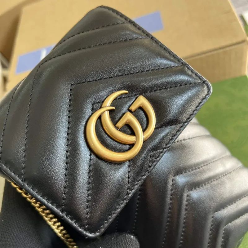 Gucci 672251 GG Marmont matelassé Mini IPhone bag black
