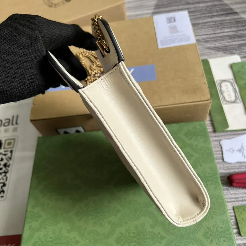 Gucci 699756 GG Marmont Top handle mini bag White