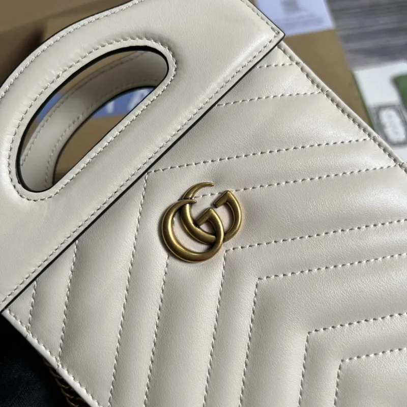 Gucci 699756 GG Marmont Top handle mini bag White