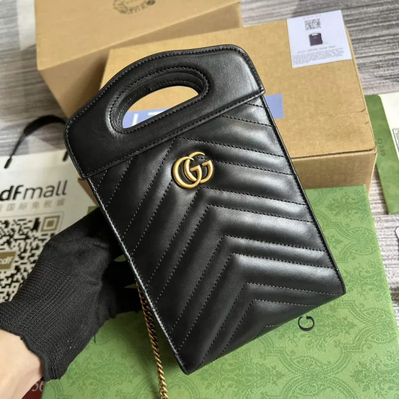 Gucci 699756 GG Marmont Top handle mini bag Black