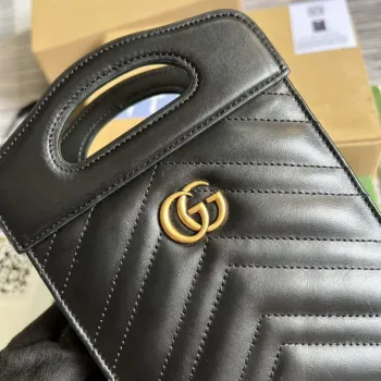 Gucci 699756 GG Marmont Top handle mini bag Black