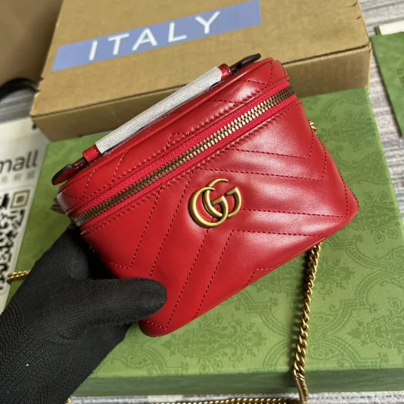 Gucci 699515 GG Marmont Mini Top Handle Bag Red