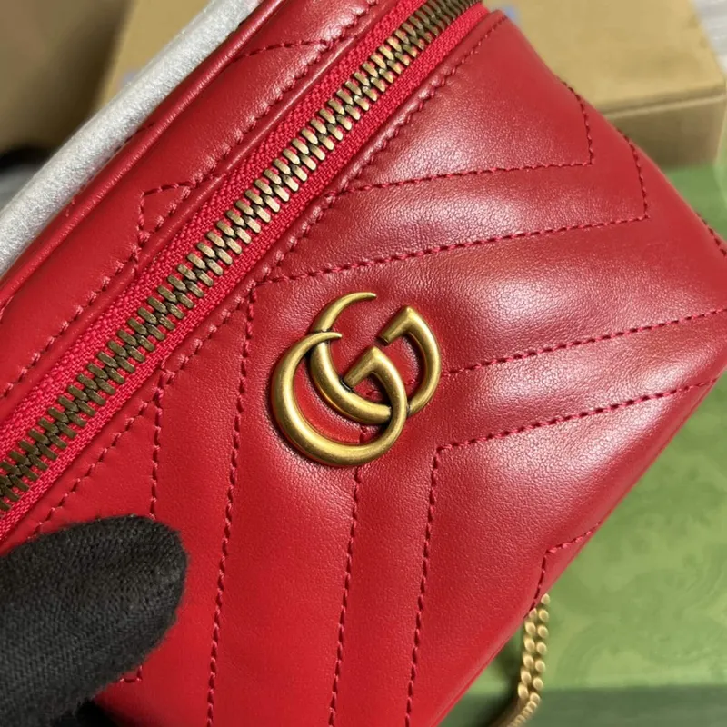 Gucci 699515 GG Marmont Mini Top Handle Bag Red
