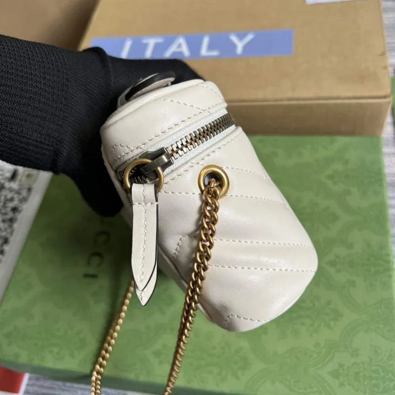 Gucci 699515 GG Marmont Mini Top Handle Bag White