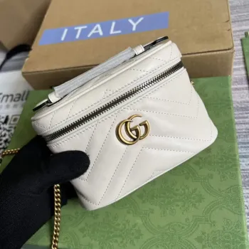 Gucci 699515 GG Marmont Mini Top Handle Bag White