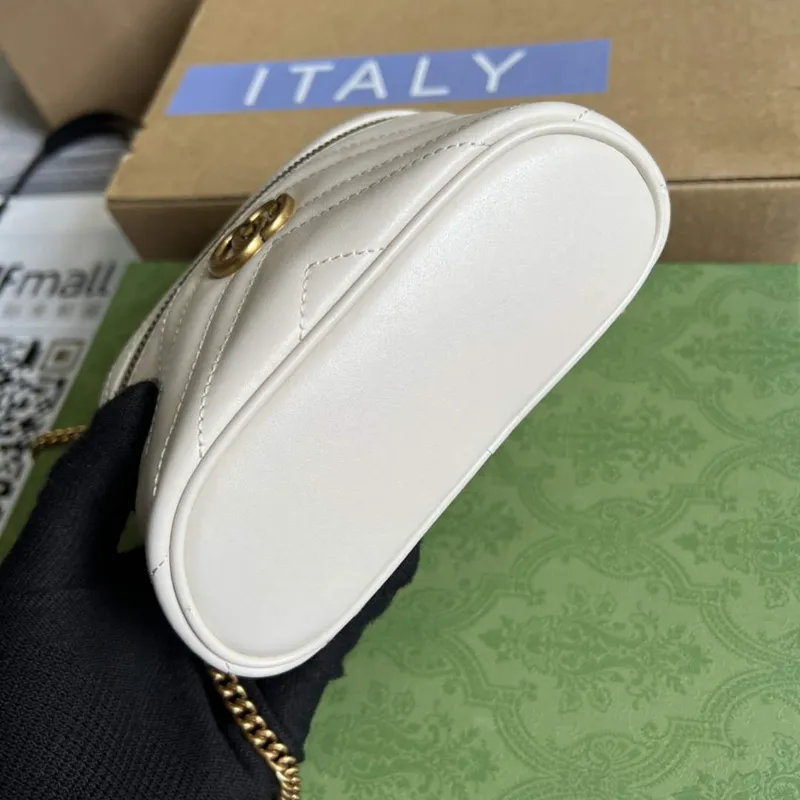 Gucci 699515 GG Marmont Mini Top Handle Bag White