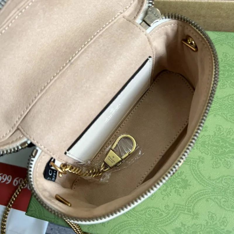 Gucci 699515 GG Marmont Mini Top Handle Bag White