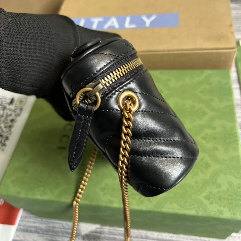 Gucci 699515 GG Marmont Mini Top Handle Bag Black