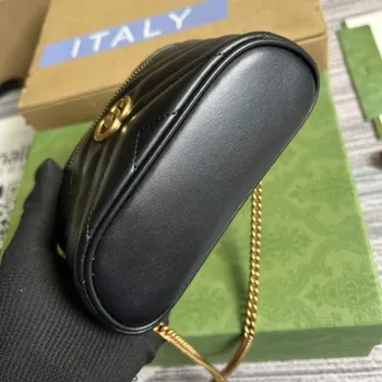 Gucci 699515 GG Marmont Mini Top Handle Bag Black