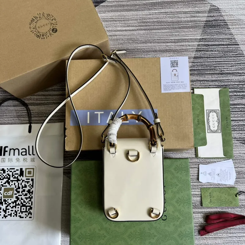 Gucci 702106 Bamboo Mini Handbag White