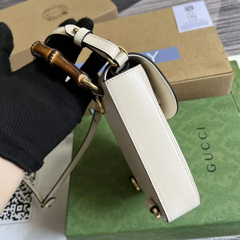 Gucci 702106 Bamboo Mini Handbag White
