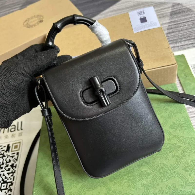 Gucci 702106 Black Bamboo Mini Handbag Black