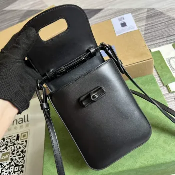 Gucci 702106 Black Bamboo Mini Handbag Black