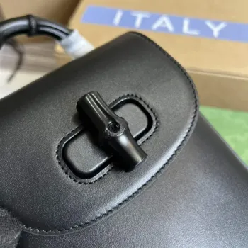 Gucci 702106 Black Bamboo Mini Handbag Black