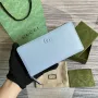 Gucci 456117 GG Marmont Leather Zip Around Wallet Pale blue