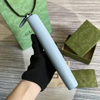 Gucci 456117 GG Marmont Leather Zip Around Wallet Pale blue