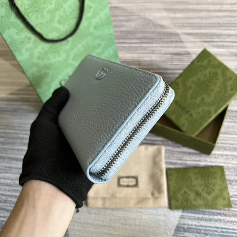 Gucci 456117 GG Marmont Leather Zip Around Wallet Pale blue