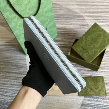 Gucci 456117 GG Marmont Leather Zip Around Wallet Pale blue