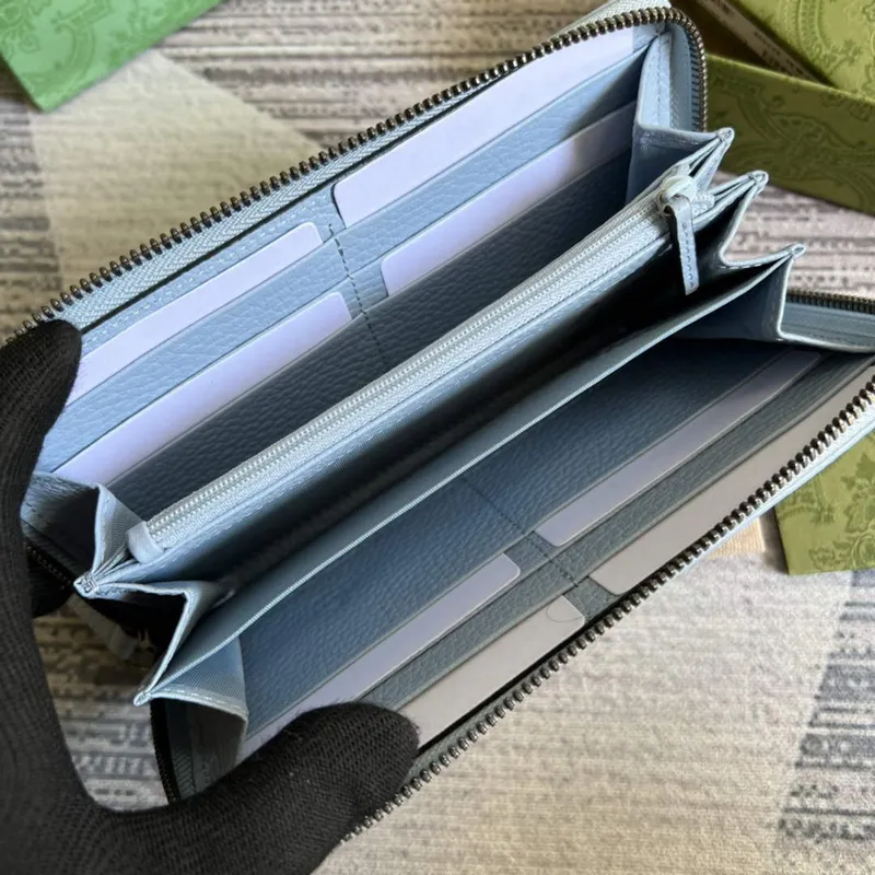 Gucci 456117 GG Marmont Leather Zip Around Wallet Pale blue