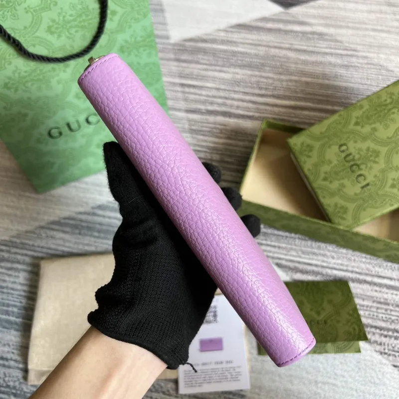 Gucci 456117 GG Marmont Leather Zip Around Wallet Light purle