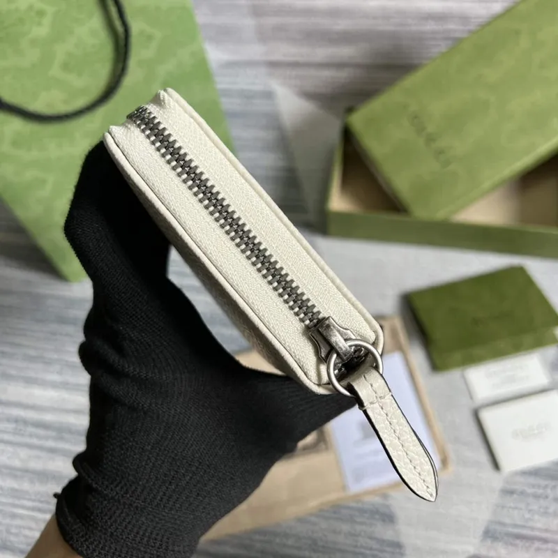 Gucci 456117 GG Marmont Leather Zip Around Wallet White