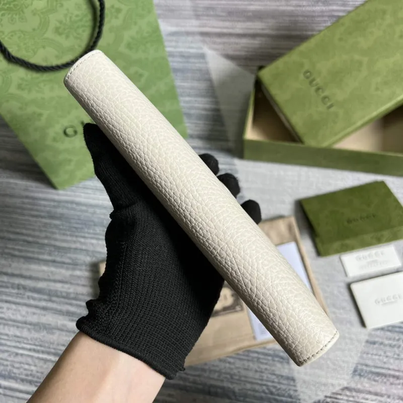 Gucci 456117 GG Marmont Leather Zip Around Wallet White