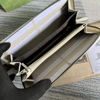 Gucci 456117 GG Marmont Leather Zip Around Wallet White