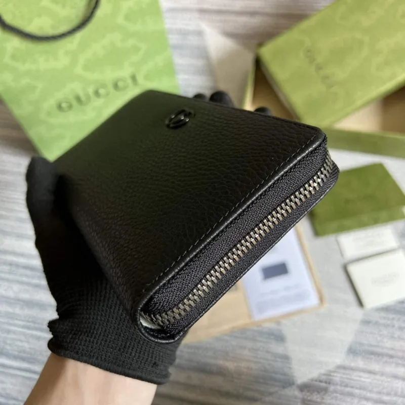 Gucci 456117 GG Marmont Leather Zip Around Wallet Black
