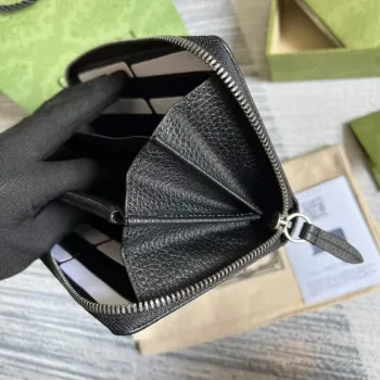 Gucci 456117 GG Marmont Leather Zip Around Wallet Black