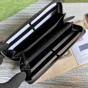 Gucci 456117 GG Marmont Leather Zip Around Wallet Black