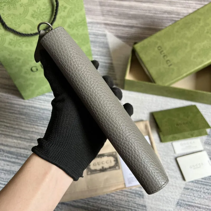 Gucci 456117 GG Marmont Leather Zip Around Wallet Dark grey