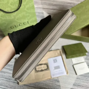 Gucci 456117 GG Marmont Leather Zip Around Wallet Dark grey