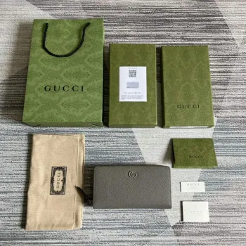 Gucci 456117 GG Marmont Leather Zip Around Wallet Dark grey
