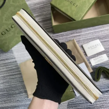 Gucci 456117 GG Marmont Zip Around Wallet White