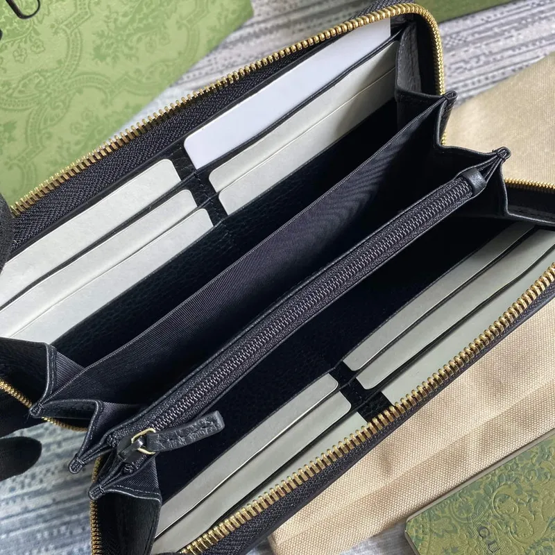Gucci 456117 GG Marmont Zip Around Wallet Black