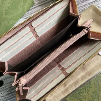 Gucci 456117 GG Marmont Zip Around Wallet Pink