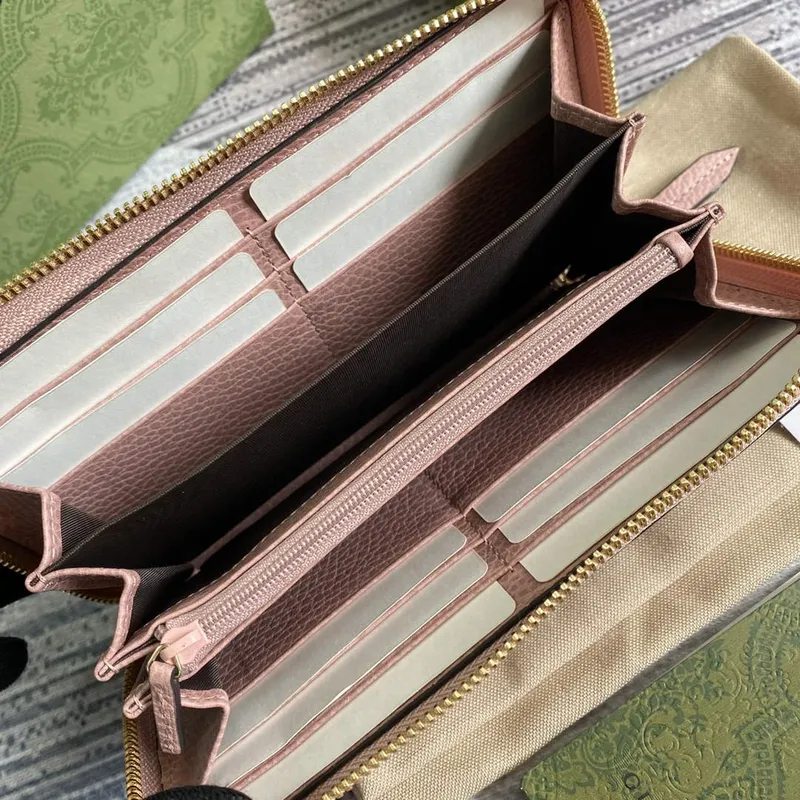 Gucci 456117 GG Marmont Zip Around Wallet Pink