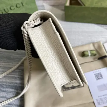 Gucci 497985 GG Marmont Leather Mini Chain Bag White