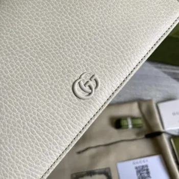 Gucci 497985 GG Marmont Leather Mini Chain Bag White