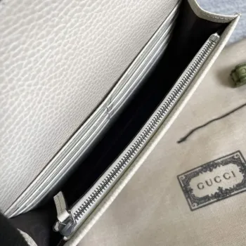 Gucci 497985 GG Marmont Leather Mini Chain Bag White