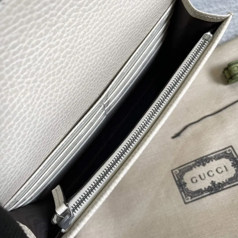 Gucci 497985 GG Marmont Leather Mini Chain Bag White