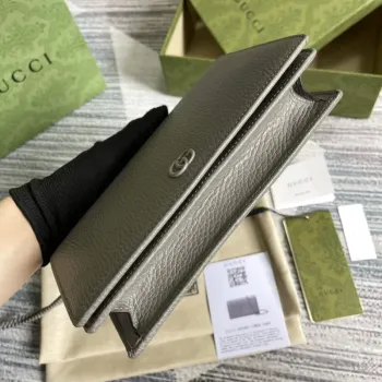 Gucci 497985 GG Marmont Leather Mini Chain Bag Dark grey