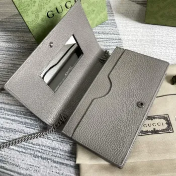 Gucci 497985 GG Marmont Leather Mini Chain Bag Dark grey