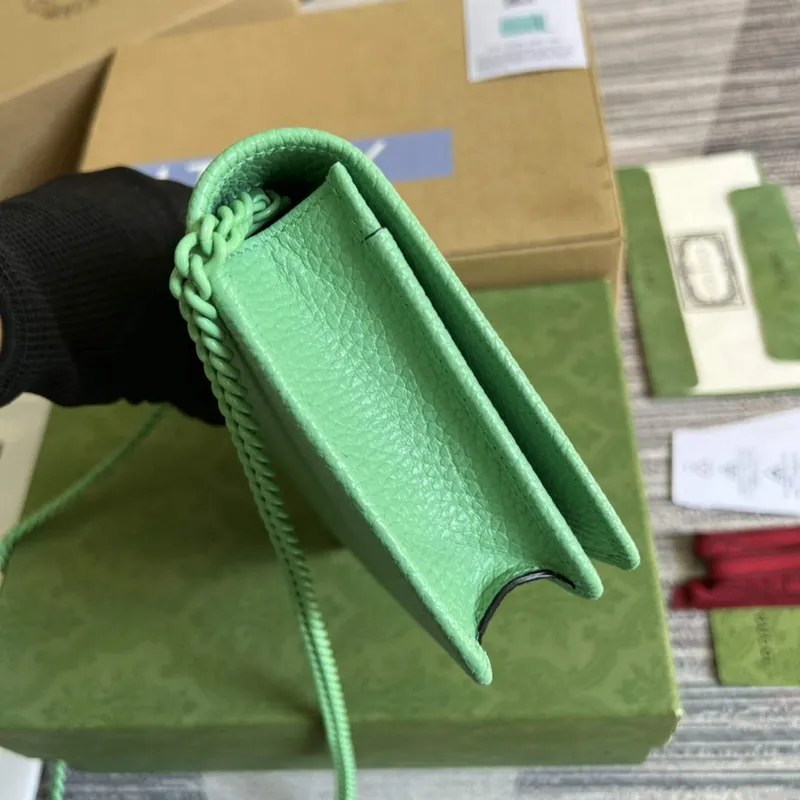 Gucci 497985 GG Marmont Leather Mini Chain Bag Green