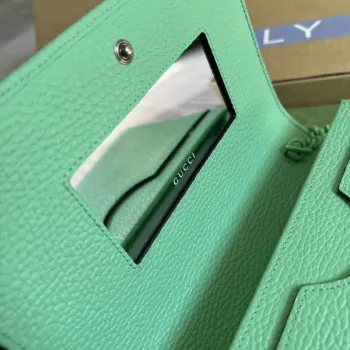 Gucci 497985 GG Marmont Leather Mini Chain Bag Green