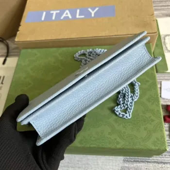 Gucci 497985 GG Marmont Leather Mini Chain Bag Pale blue